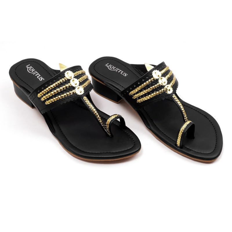 Image of Handcrafted Heeled Kolhapuri Sandals