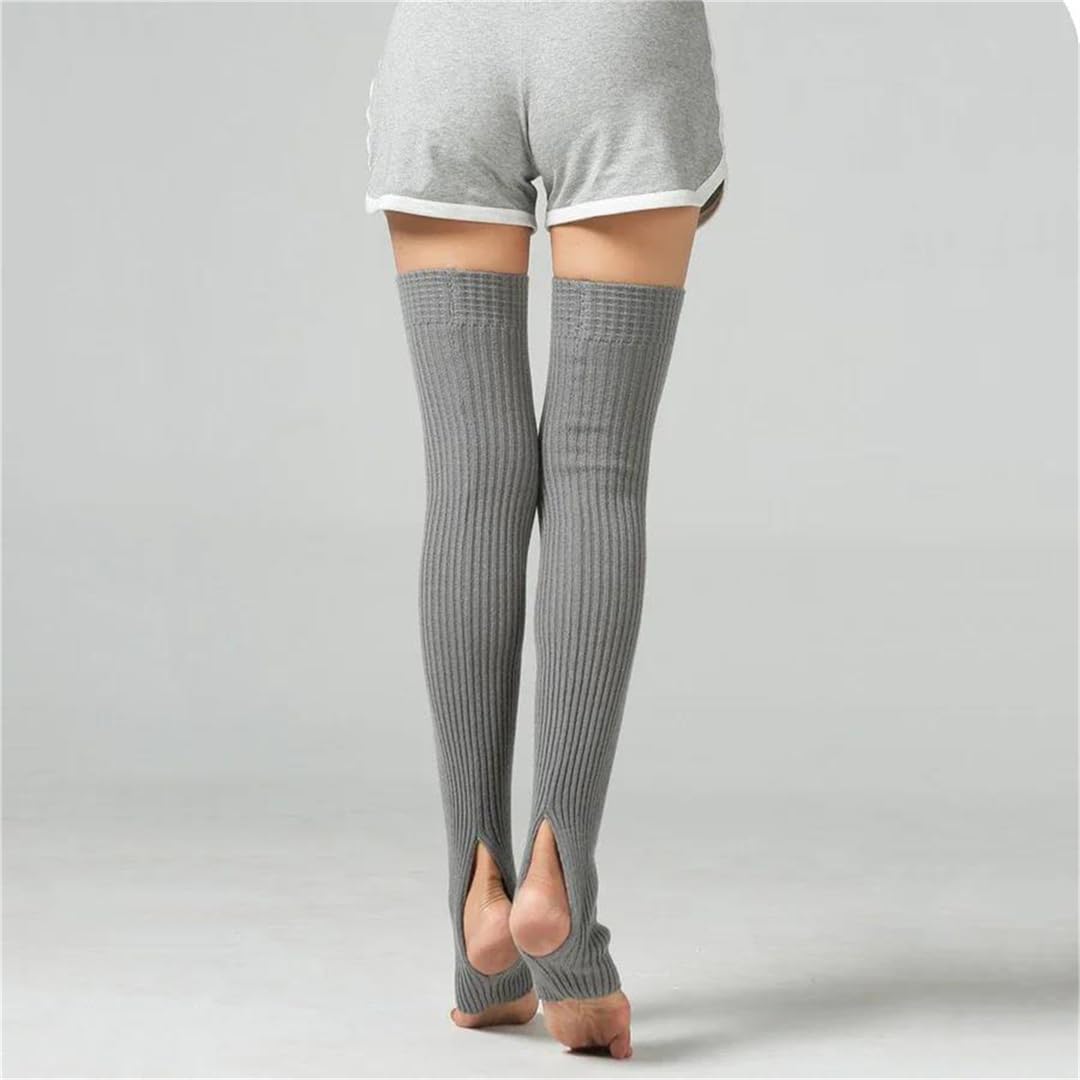2 Pair Women Yoga Warm Socks Vertical Stripe Over The Knee Fitness Thick Warm Dance Hosiery
