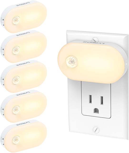 Lyridz Capteur de mouvement Lumière de nuit, Supérieure 1-120LM Lampe de nuit rechargeable Smart Warm White LED Lumière avec Luminosité ajustable Stepless pour Chambre, Cuisine, Escaliers, Hallway, paquet de 6