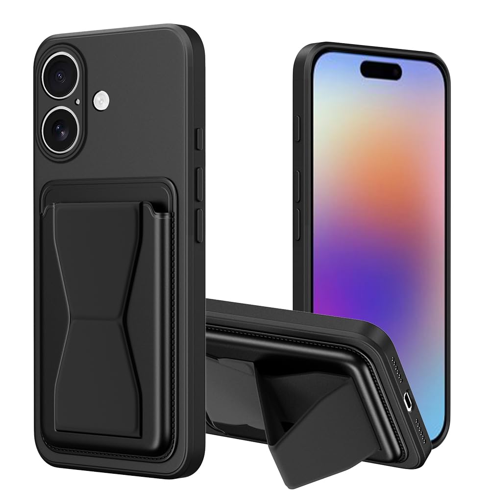 対応 iPhone 17 ケース カード収納 スタンド付き アイフォン17 スマホケース バンド付き スタンド機能 耐久 滑り止め 黑