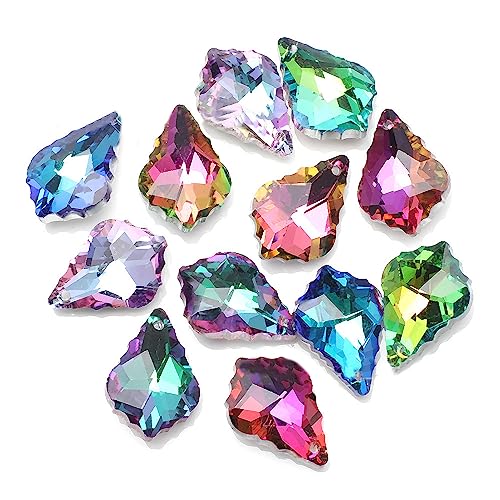 Wambere 20 Stück 16X22 Ahornblatt Buntglas-Kristall-Anhänger,Kristalle zum Aufhängen,Kristall Anhänger Deko Kristallkugeln Schmuck Anhänger für DIY-Handwerk Schmuck Halskette baumelnde Ohrringe,