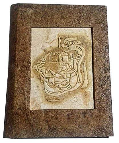 Olmec Relief Hardcover Notebook. Engraved and lined in amate bark paper. It has a strip to replace the notebook when the sheets are finished. Size: 8.5 x 6.3 In.