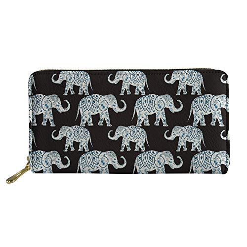 Image of WELLFLYHOM Travel Clutch Womens Mens Wallets Leather with Card Holder Purse Zip Round