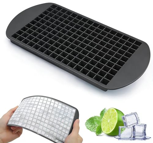Zonopy Mini Eiswürfel 1 Pack Eiswürfelform Silikon für 160 Eiswürfel für Küche ohne Deckel Getränke/Bier/Babynahrung/Fruchteiswürfel 1x1 cm Schwarz