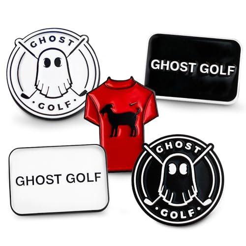 Ghost Golf Ball Markers, 5-Pack - Magnetic Ball Marker Tool For Hat Clip Or Divot Tool - Cast Stainless Steel - Cool Golf Accessories &Amp; Must Haves For Putting Green - Gifts For Men Golfers