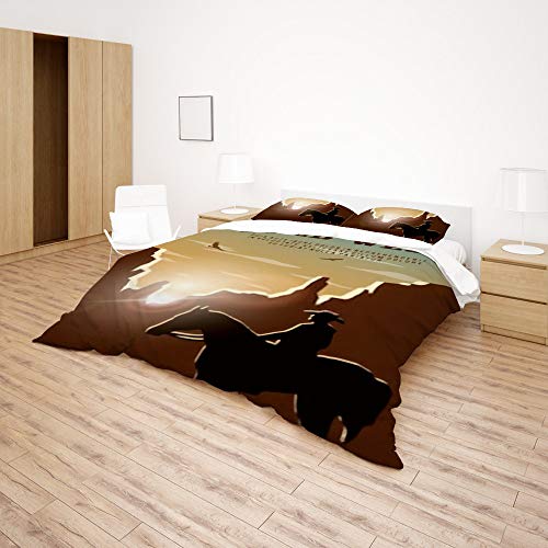 Parure de lit CHEHONG Cowboy Wild West Queen Size microfibre 3 pièces - 5