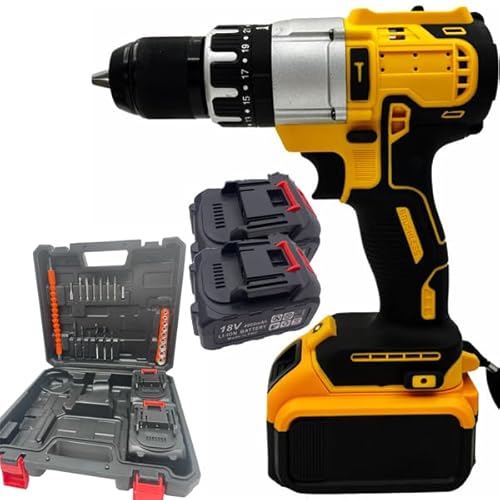 Trapano Avvitatore a Batteria 1200W, Avvitatore a Batteria Brushless con 2 Batterie da 21V, Trapano Avvitatore a Percussione, 40-80Nm, 13mm, Mandrino Autoserrante in Metallo, Progetto Casa Fai da Te
