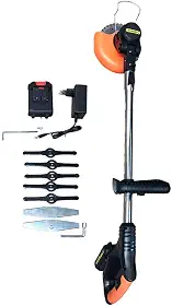 Genérico Roçadeira a Bateria 21V, 3.1Ah, com Acessórios para Jardinagem. Cortador de Grama Recarregável 21v. Roçadeira Aparador Grama 2 Baterias Recarregável.