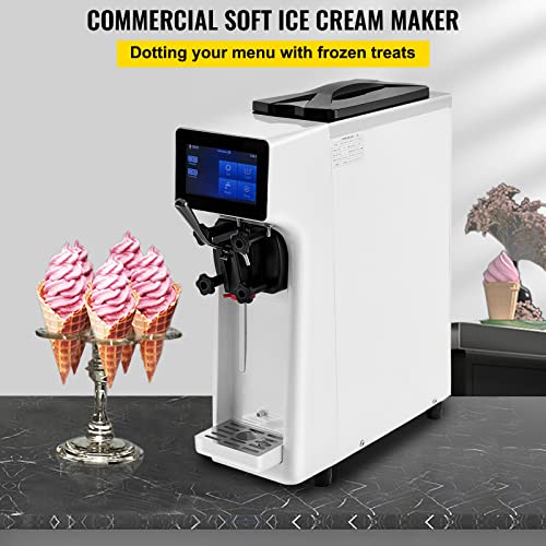 VEVOR Kommerzielle Eismaschine, 10 L/h Leistung, Softeismaschine Einzelne Geschmacksrichtung, Arbeitsplatte, 4 L Trichter, 1,6 L Zylinder, Touchscreen, Automatische Reinigung, Vorkühlung Snackbars – Bild 3