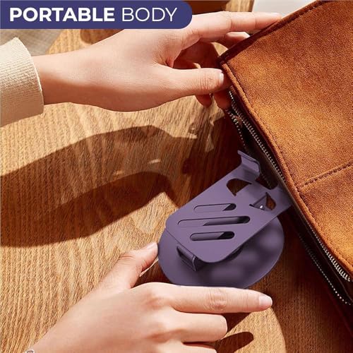 Image of DeskPro K5 360 Rotating Adjustable Metal Mobile Stand | Foldable Metal Phone Holder with Anti-Slip Base | Universal Compatibility for Smartphones (Purple)