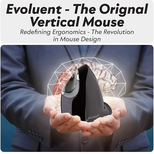 Image of Evoluent - Inventor of The Vertical Mouse - VMDSW Ergonomic Vertical Mouse Right Hand Small USB Wireless, Sculpted for Comfort, Reduces Wrist Strain, 4 Speeds, 6 Customizable Buttons in Windows