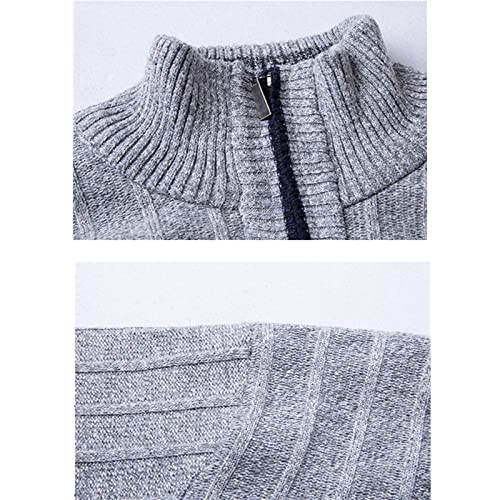 Pull décontracté de qualité supérieure à col montant zippé gris M - 2