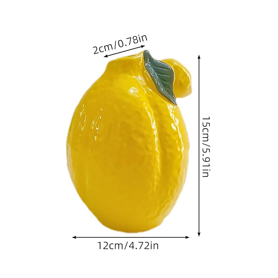 置物 remon Amazon.com: ZHDOKA Ceramic Lemon Shape Vase, 5.9in Tall Mini