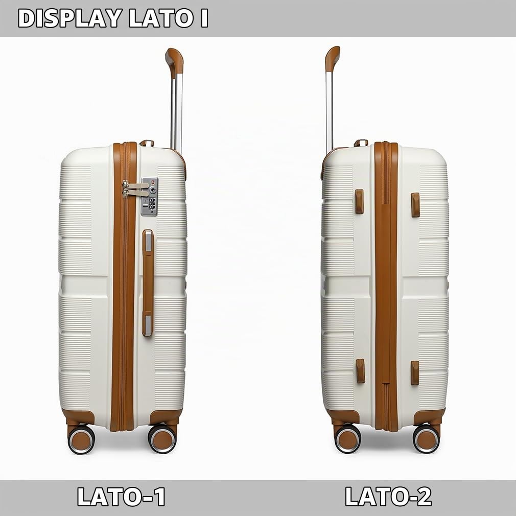 British Traveller Bagaglio a Mano 56x37x22 cm Valigia Trolley Rigida 4 Ruote, Bianco