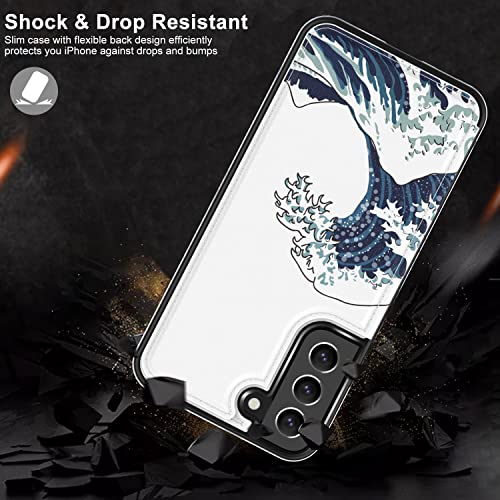 Leto Galaxy S23+ Plus Case,Luxury Flip Folio Leather Wallet Case Cover With Fashion Designs For Girls Women,Card Slots,Protective Phone Case For Samsung Galaxy S23 Plus 6.6" Sea Waves #TOP4