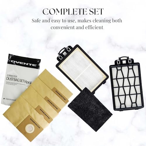 OVENTE Replacement Dust Bags + 1 Filter for ST1600B, Disposable Cleaning Bag (Pack of 4) Compatible with Zing Canister Vacuum Series, Perfect Bundle Set for Efficient Cleanup, ACPST16041 - 3