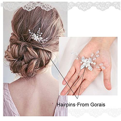 Gorais Flower Bride Wedding Hair Pins Silver Leaf Bridal Hair Pieces Rhinestone Hair Accessories For Women And Girls (Pack Of 3) (A-Silver) #TOP3