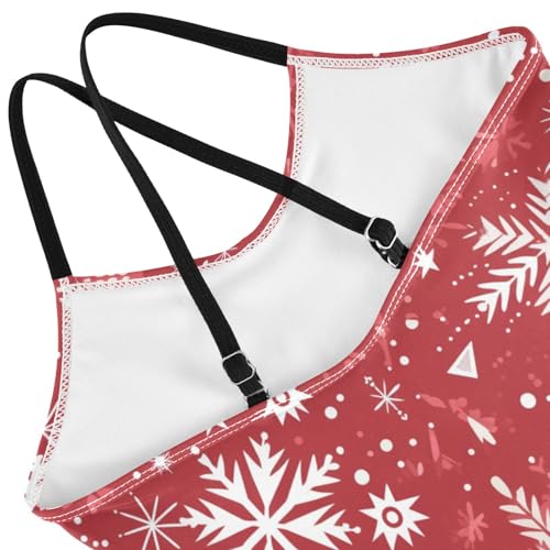 KLL Merry Christmas Snowflake Red Hoho Girl 1-Piece Swimsuit Beach Swimwear Adjustable Strap Quick Dry4