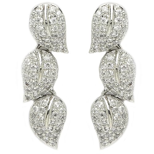 Image of Zeneme Fashion Stylish Silver Plated Earring Rhodium Plated American Diamond Crystal Earrings For Women & Gifts For Girls