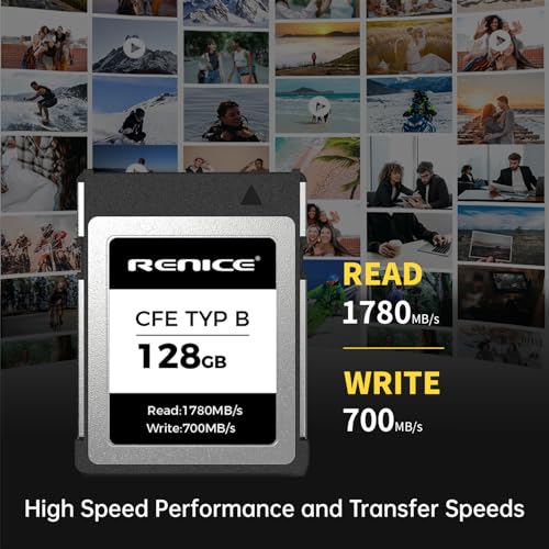 Image of RENICE 128GB Professional CFexpress Type B Memory Card,Up to 1780MB /s Read,RAW 6K Video Recording,for Photographers,Videographers