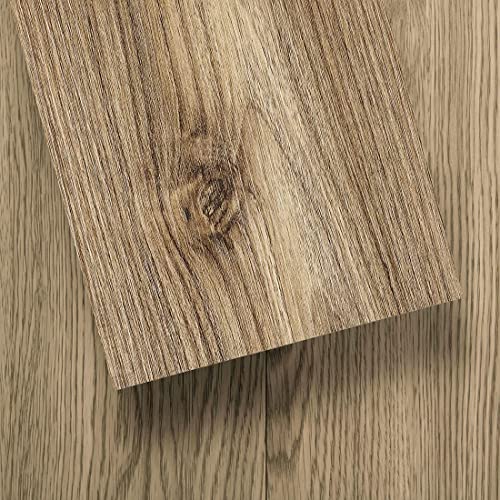 Suelo Vinilo Autoadhesivo, 12 Lamas de 15 x 91 cm (1,63 m²), Madera Khaki, TBS006