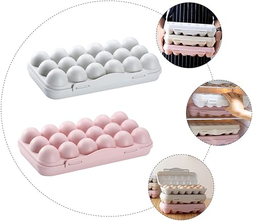 Miniatura 7 de Contenedor de huevos de 2 piezas, contenedor de 18 huevos, bandeja apilable de PP para huevos con tapa, bandeja de almacenamiento para huevos,