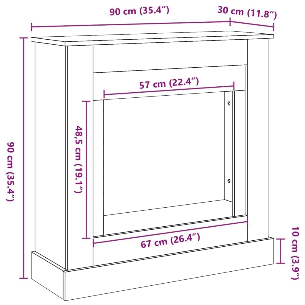 vidaXL Kaminumrandung, Dekorative Kaminkonsole, Kaminsims Dekokamin für Wohnzimmer, Kaminattrappe Kaminverkleidung, Braun Eichen-Optik Holzwerkstoff