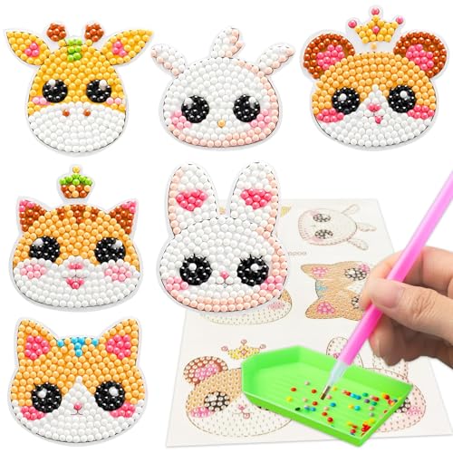 MAOSHYMS Animal Pintura Diamond Painting Pegatinas,Pegatinas de Pinturas de Diamantes,Pegatinas de Mosaico de Animales,Pintura Diamantes Stickers para Niños Adultos Principiantes DIY Regalo