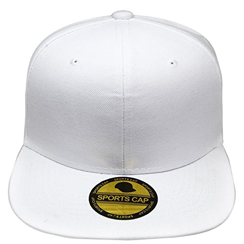 Image of Gelante Plain Blank Flat Brim Adjustable Snapback Baseball Caps Wholesale LOT 12 Pack - 1500-White
