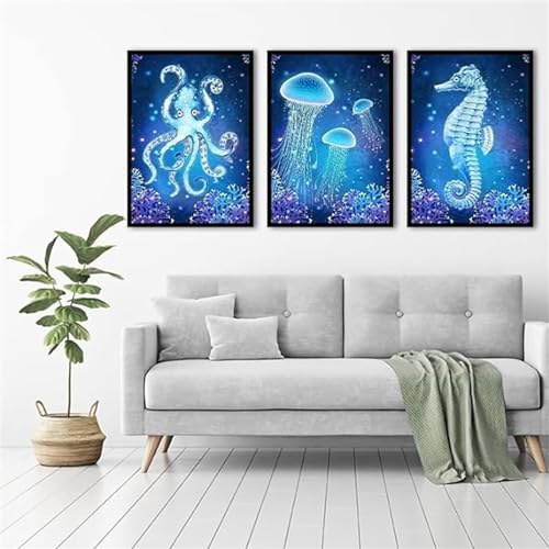 Broderie Diamant Méduse Bleue Peinture Diamant Adulte Point de Croix Puzzle Art Craft 60x90cm
