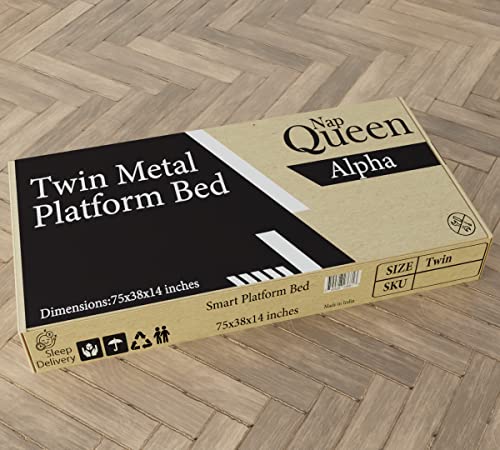 Napqueen Alpha New Metal Platform Bed Frame/Modular Design/Max Weight Capacity 1500 Lbs/Heavy Duty/No Box Spring Required/Easy Assembly, Twin #TOP7