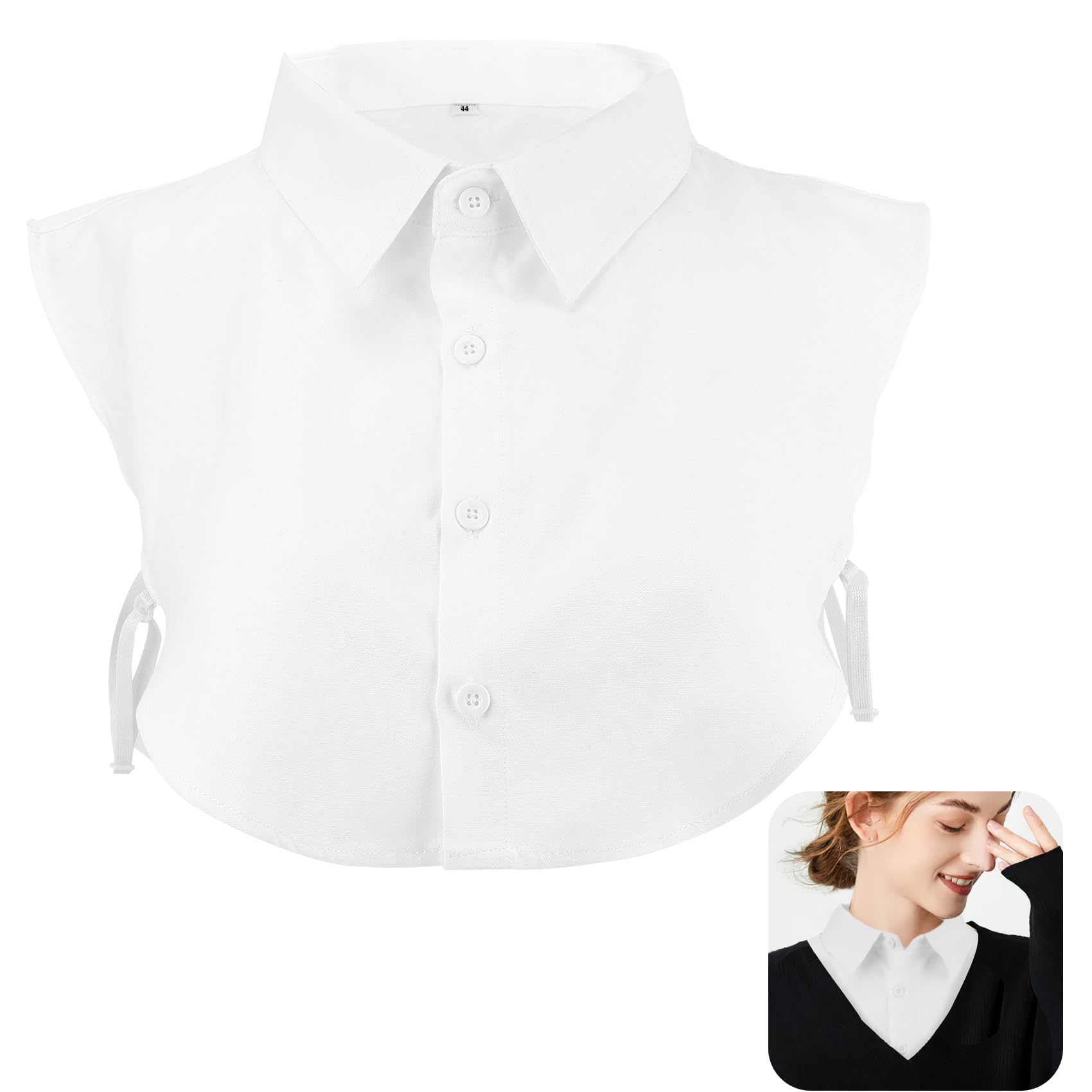 3 Sizes: L M S - Fake, Faux & Detachable Collars for Women & Men - Half & Dickey Shirts