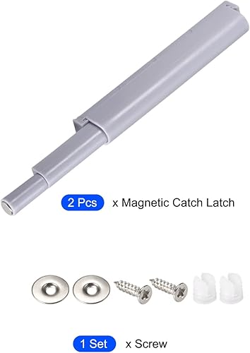 Miniatura 5 de METALLIXITY Pestillos magnéticos de empuje (3.39 x 0.39 pulgadas), 2 unidades, cierres táctiles de plástico, para cajones de puerta, decoración del