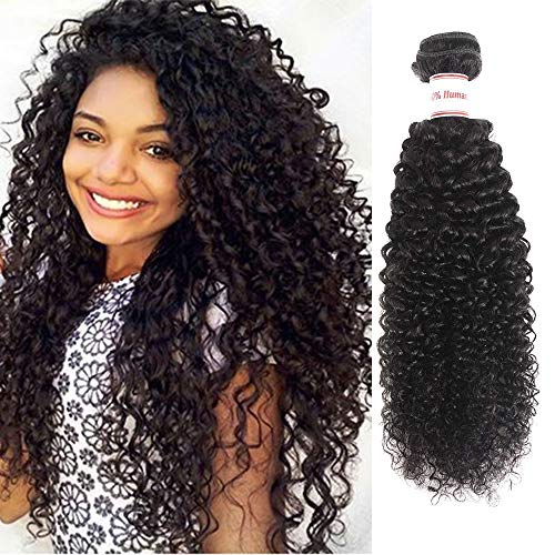 Brazilian Kinky Curly Virgin Hair 1 Bundle 100% Unprocessed Brazilian Curly Human Hair Weft 100g Natural Black (22, 1 Bundle)