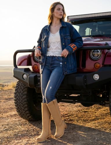 Image of QIY Knee High Boots for Women Low Heel Flat Tall Boots