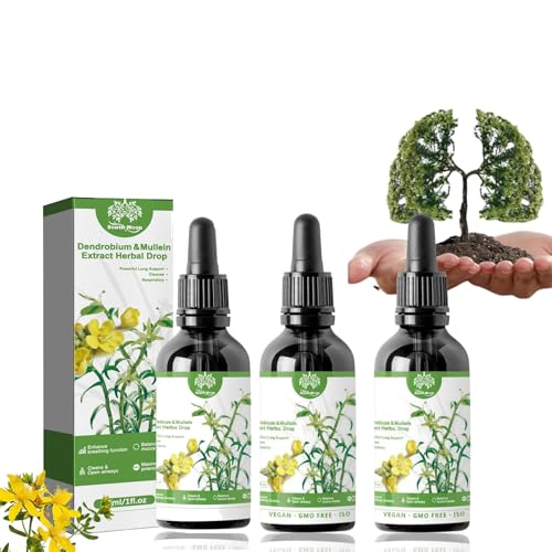 Clearbreath Dendrobium & Mullein Extract Drops Powerful Lung Support & Cleanse & Respiratory Herbal Body Care Essence Lung Cleanse for Lung Health Clear Breath (3pcs)