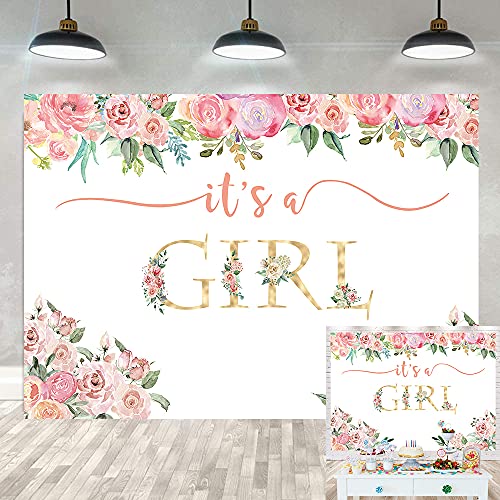 It's a Girl Toile de fond pour fête prénatale pour fille - Décoration de fête d'anniversaire - 2,1 x 1,5 m