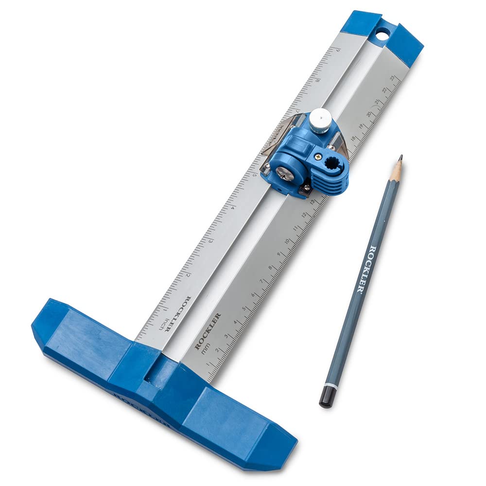 Rockler 9” Quick Draw Marking Gauge –Single-Handed Measuring and Marking Tools w/Spring-Loaded Scale, Dovetail Keyway – Aluminum Ruler to Mark Mortises & Grooves – Multi-Purpose Slide Ruler