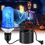 Treela LED Halloween Skeleton Lighting Kit, E26 Base Flame Light With Up Down Effect, Scary Chest Light for Giant Skeleton Decor (Blue)