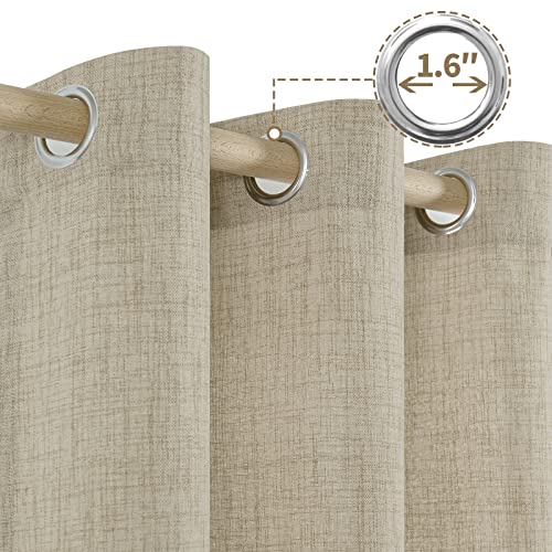 Quemas Natural Faux Linen Curtains For Bedroom 63 Inch Length 2 Panels, Thick Linen Blend Light Filtering Curtains For Living Room, Privacy Burlap Farmhouse Semi Sheer Window Drapes, Each 52 X 63 Inch #TOP5