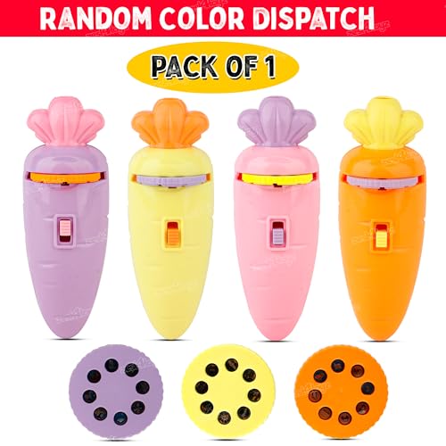 Image of Zest 4 Toyz 2 in 1 Carrot Shape Projector and Flashlight Toy for Kids with 3 Slides 24 Projections Educational Slide Torch for Learning and Bedtime Fun Play for Age 3 Years + (Random Color)