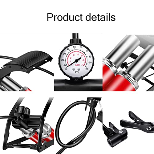Bicycle Pump Double-Barrel With Pressure Gauge Bicycle Pedal Pump Portable High-Pressure Tire Air Pump Pump #TOP4