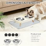 Elevated Cat Bowls with Food Mat, Splash Proof Anti Vomiting Raised Cat Food and Water Bowl Set, 2 Stainless Steel Dishes for Cats and Puppy, Pet Bowl for Indoor Cats White - Image 3