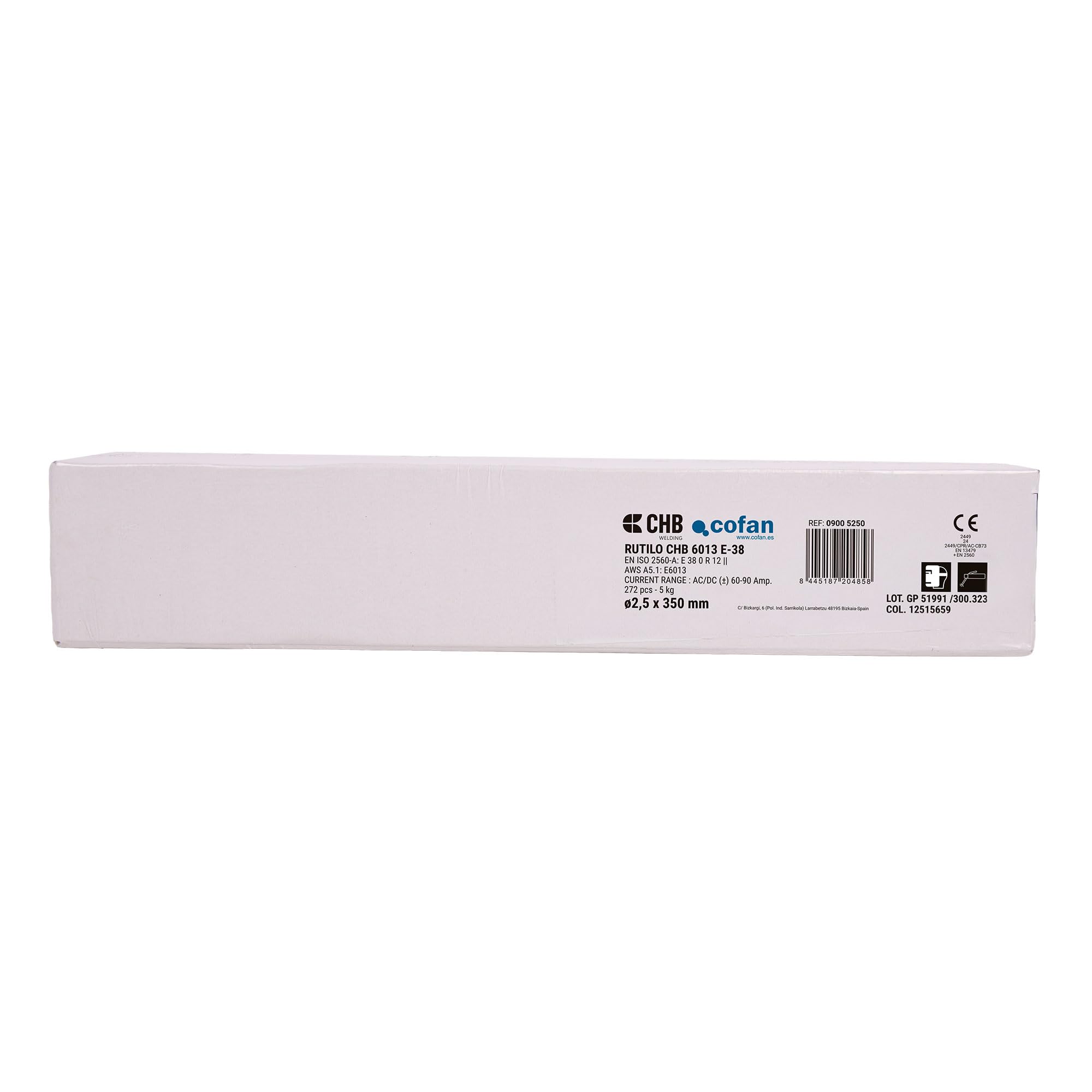 Cofan Electrodos de Rutilo E6013 para Soldadura Arco, A5.1: E6013 Ø2,5 x 350 mm, Accesorios de Soldadura, Caja de 272 Electrodos