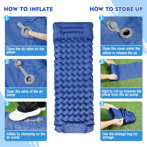 Matelas gonflable de camping imperméable portable avec pompe