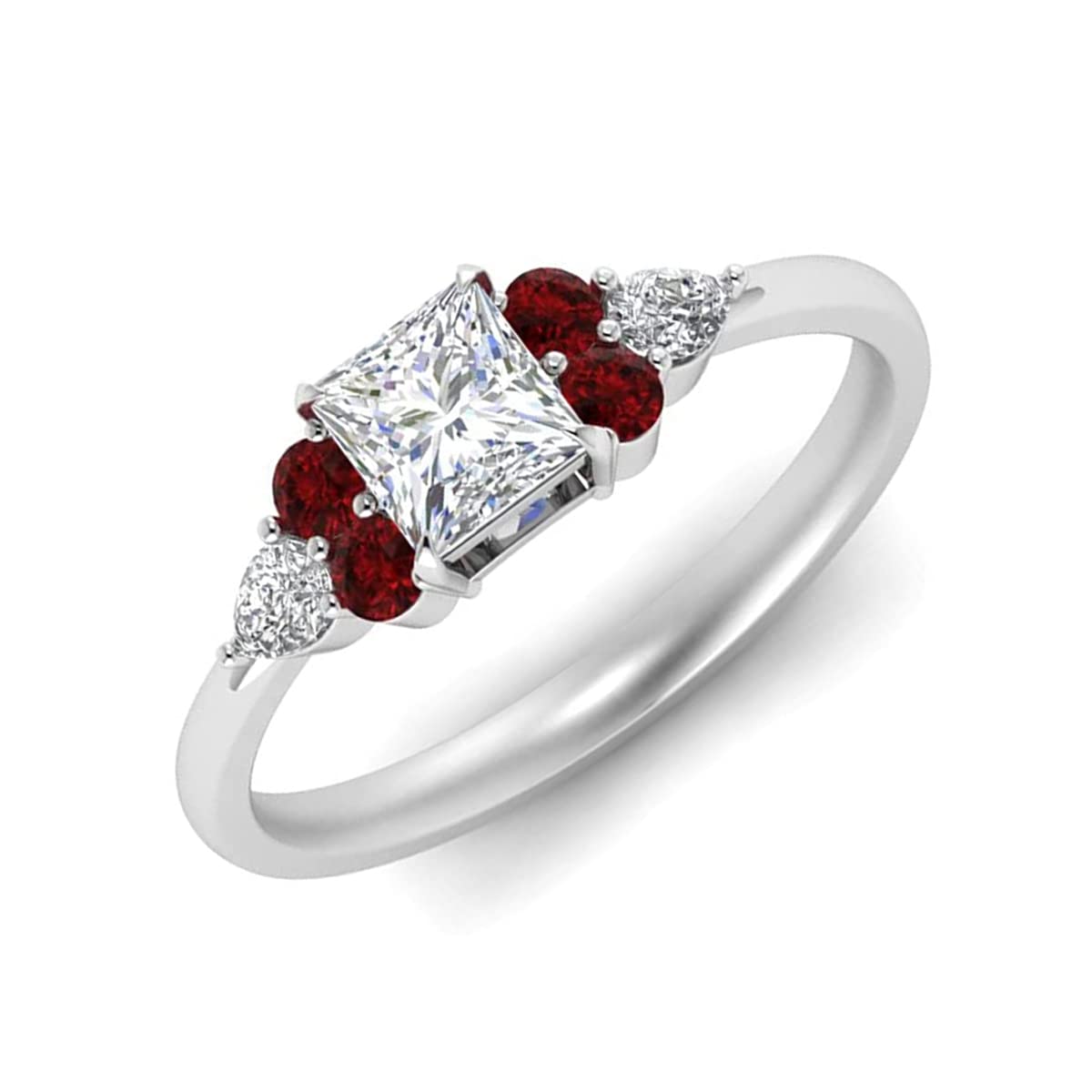 Gemstone Square Faceted Ruby Cz ring - 92.5 Sterling Silver Ring Red Ruby Cz Gemstones rings - fille bijoux cadeau pour b' day