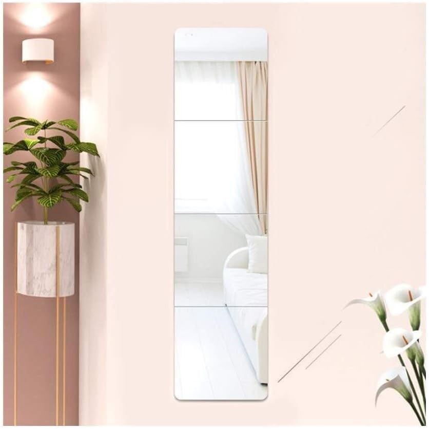 Full-Length Mirror Wall Hanging Mirror Dual-use Fitting Mirror DIY Stitching Paste European-Style Long Mirror Floor Mirror 4 Pack Set 11.8inX11.8in AN1021 910