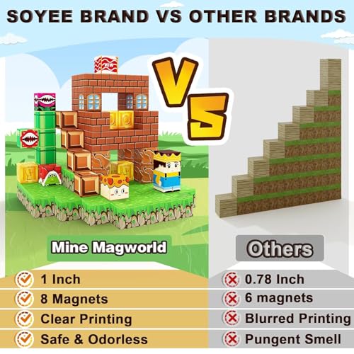 Image of 74 Pcs Magnetic Building Blocks Set for Kids Minecraftd Style Educational Construction STEM Learning Building Blocks Set Gift Toy for Kids Boys & Girls (B-1)