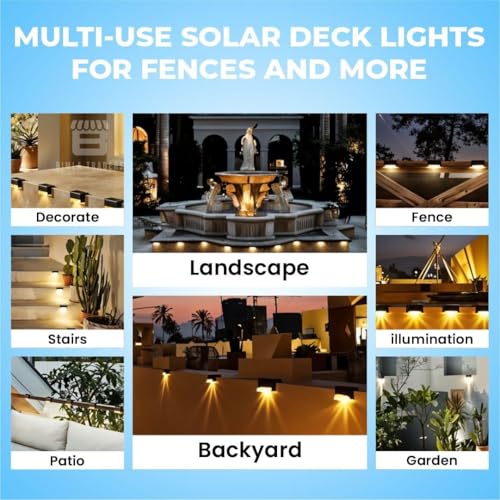 Image of Outside new step Solar Light Outdoor Garden Waterproof Stair Deck Pool Patio Fence Gate Yard Floor Step Railing Window Balcony Sunlight Pathway.(warm yellow) (4)