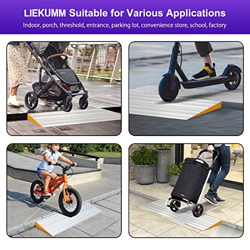 Liekumm 1" H X 35.4" W 1700Lbs Capacity Threshold Ramp For Transition Threshold, Step, Doorways, Supermarket Entry And Garage, Lightweight Aluminum Non Slip Mobility Assistance Threshold Ramp #TOP3